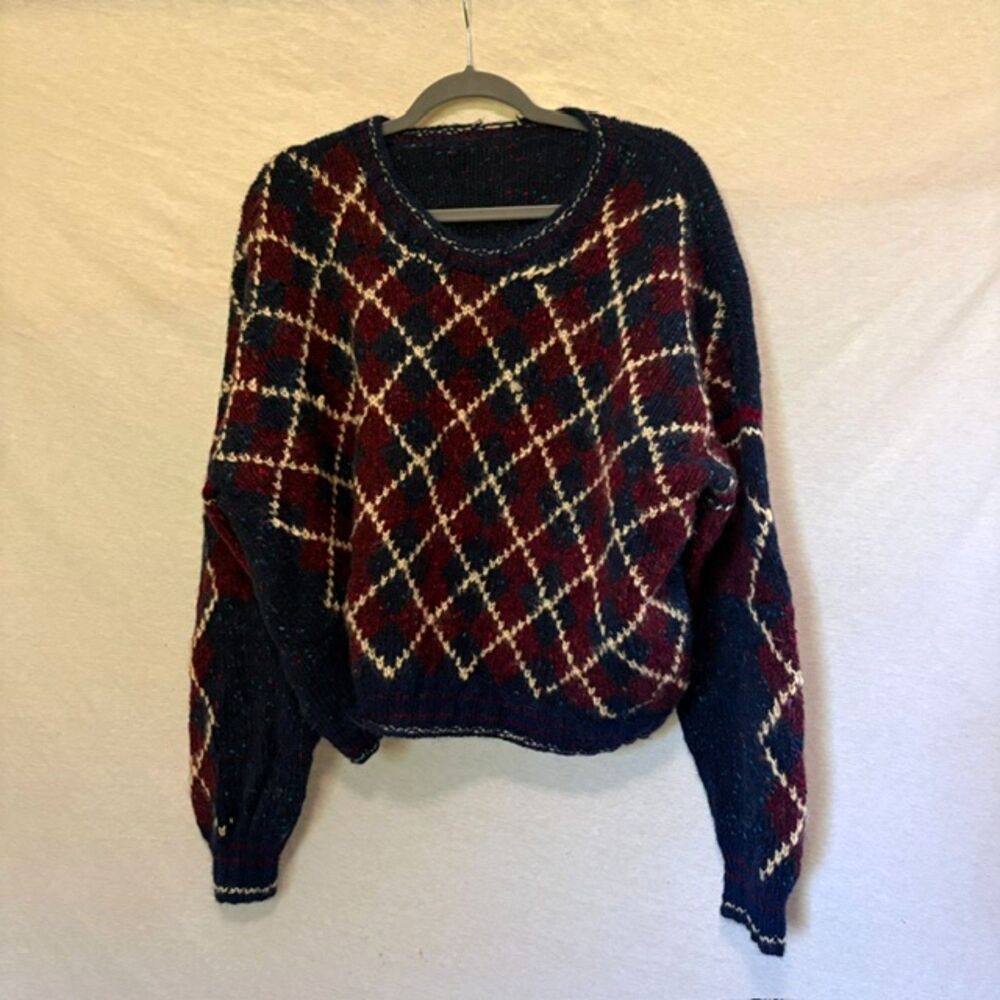 Vintage Knitted Argyle Sweater